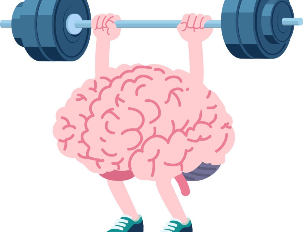 Human brain Lifting Weights over head